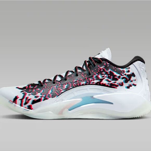 Jordan Zion 3 NRG 3D Shoes- Football Grey/Flash Crimson/Chlorine Blue/Black - Picture 3 of 13